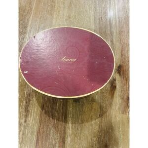 Lauren Ralph Lauren Vintage Oval Hat Box Burgundy Floral Paisley Storage Case